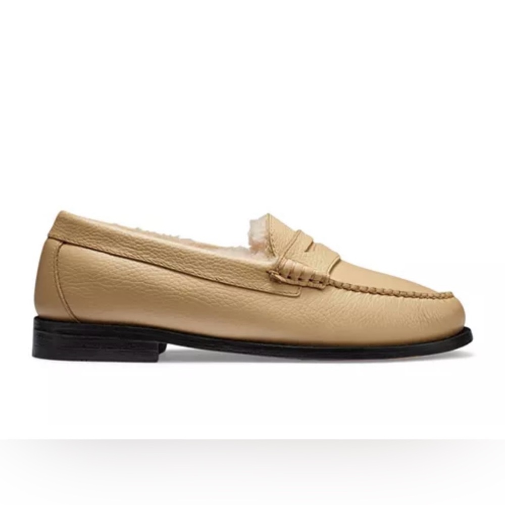 G.H. Bass & Co. Tan Leather Shearling-Lined Penny Loafers